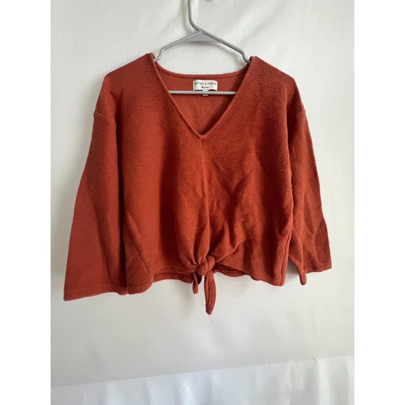 Madewell Sweaters - Madewell Texture & Thread Women's Top Sweater Cropped Knot Front Ribbed Rust L